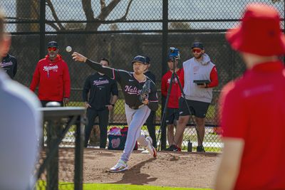 WEST PALM BEACH, FL - FEB 14, 2024: Washington Nationals starti