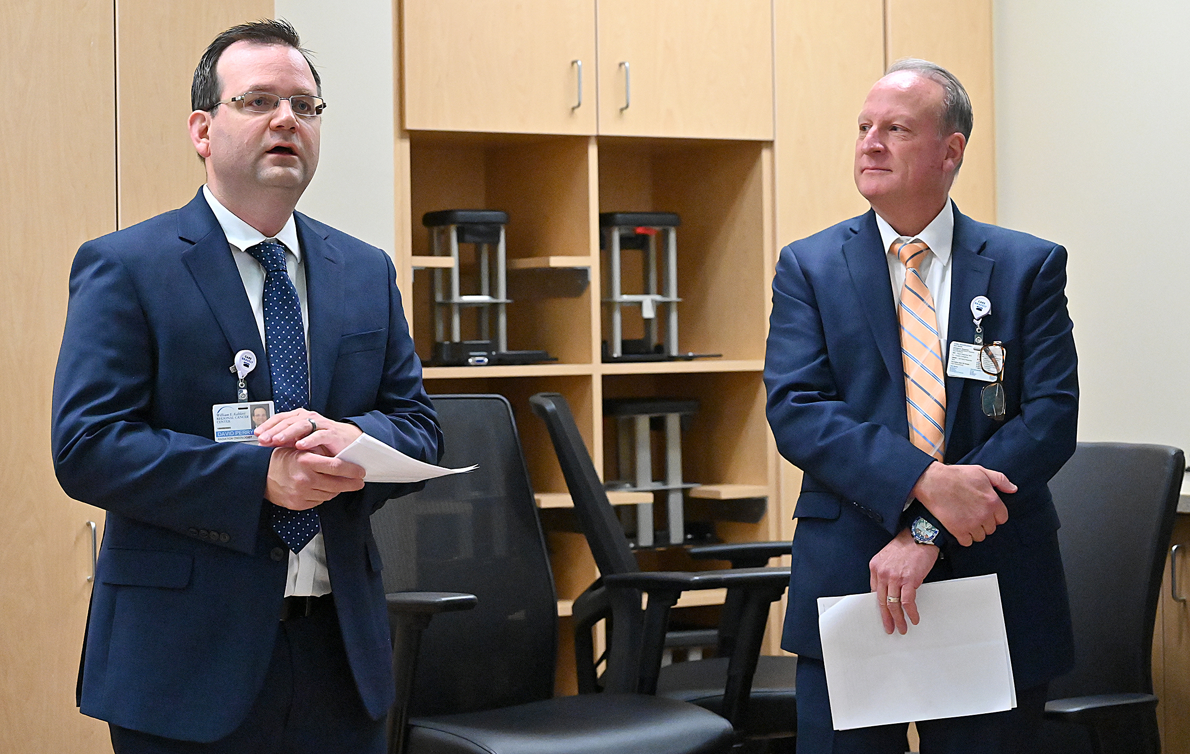 Dr. David Perry, MD., left. Chief Radiation Oncology, at Carroll...