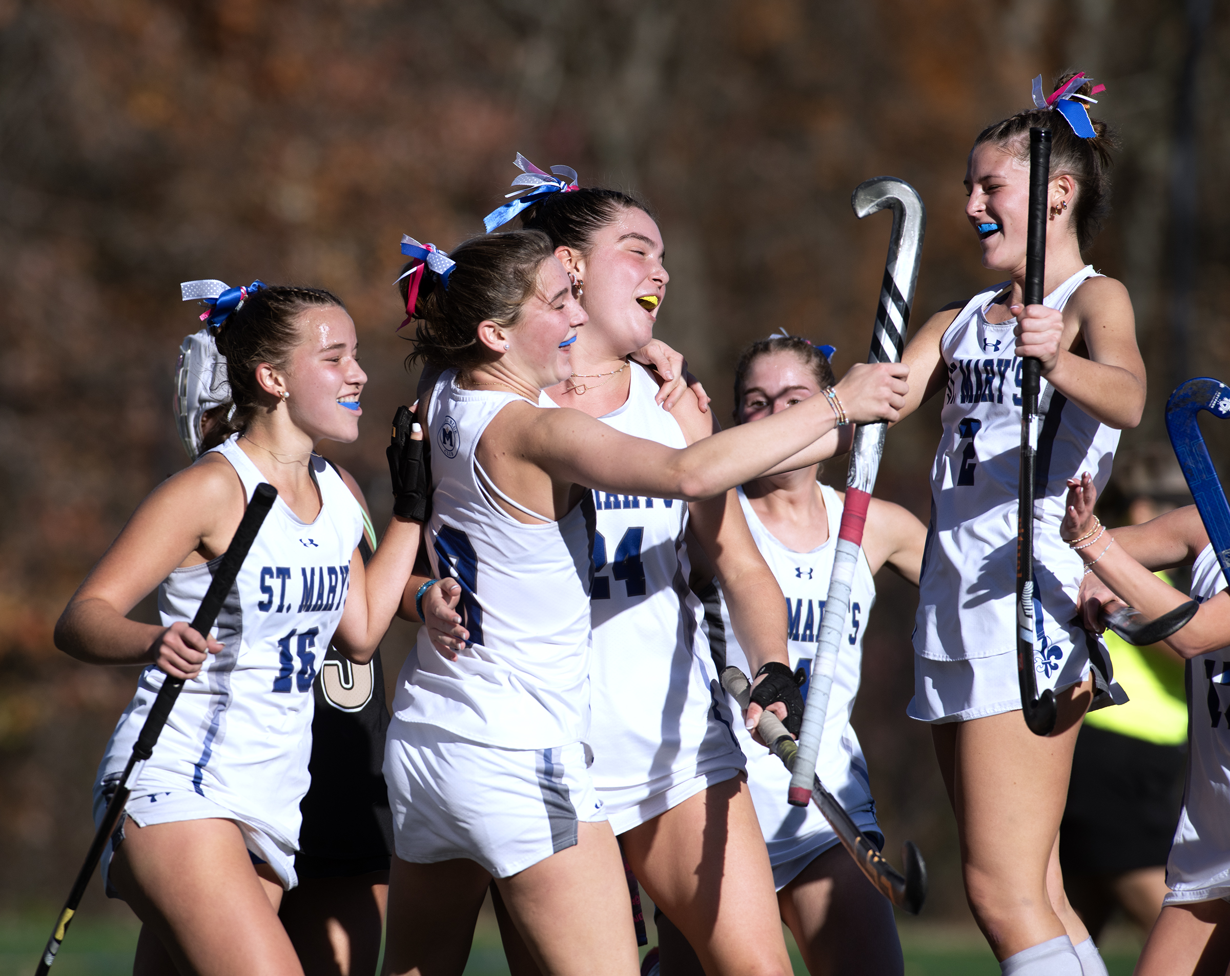 St. Mary's celebrates after a goal by Ava Boland, second...