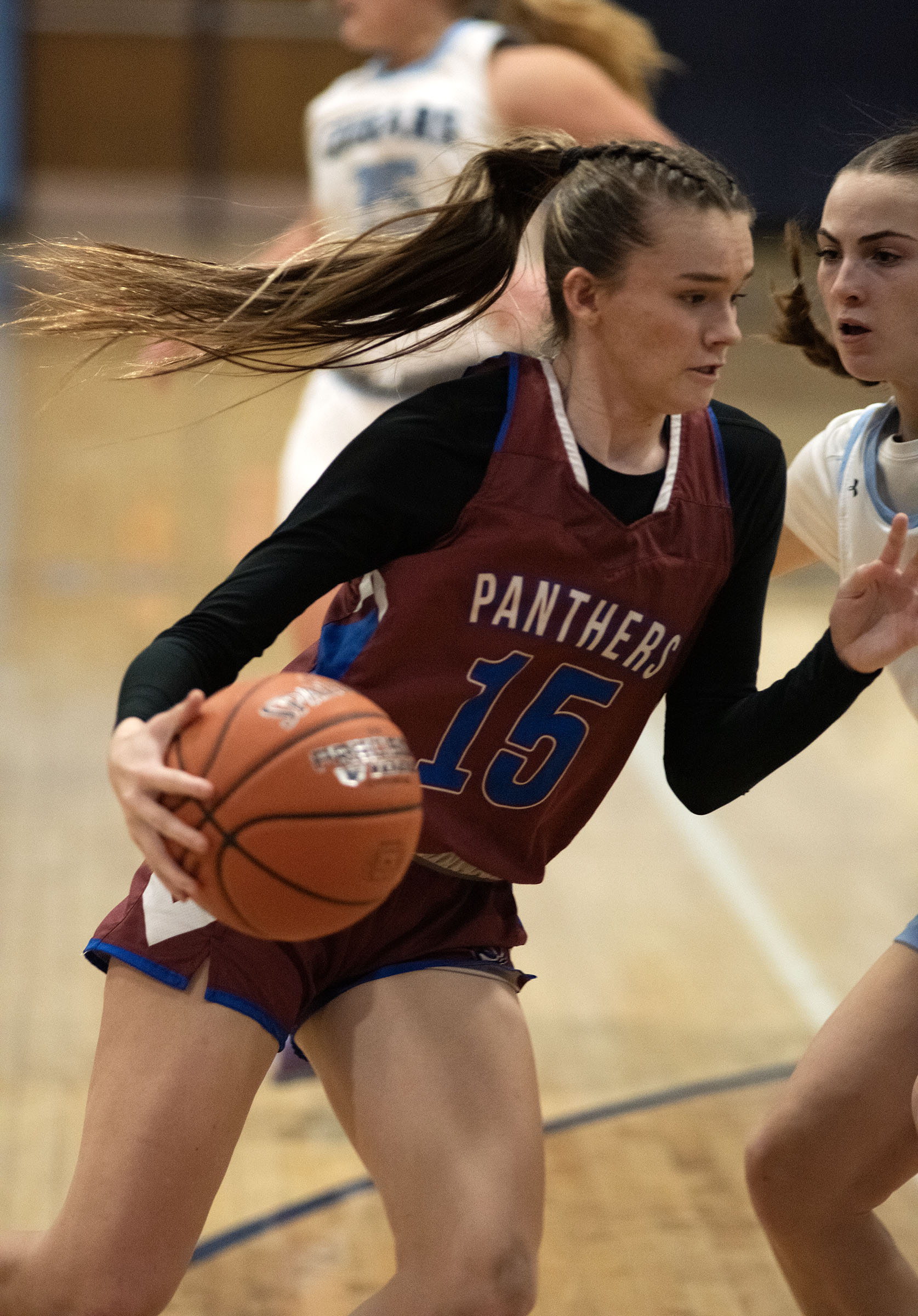 Jan. 17, 2025- Annapolis’ Audrey Skinner moves to the net...