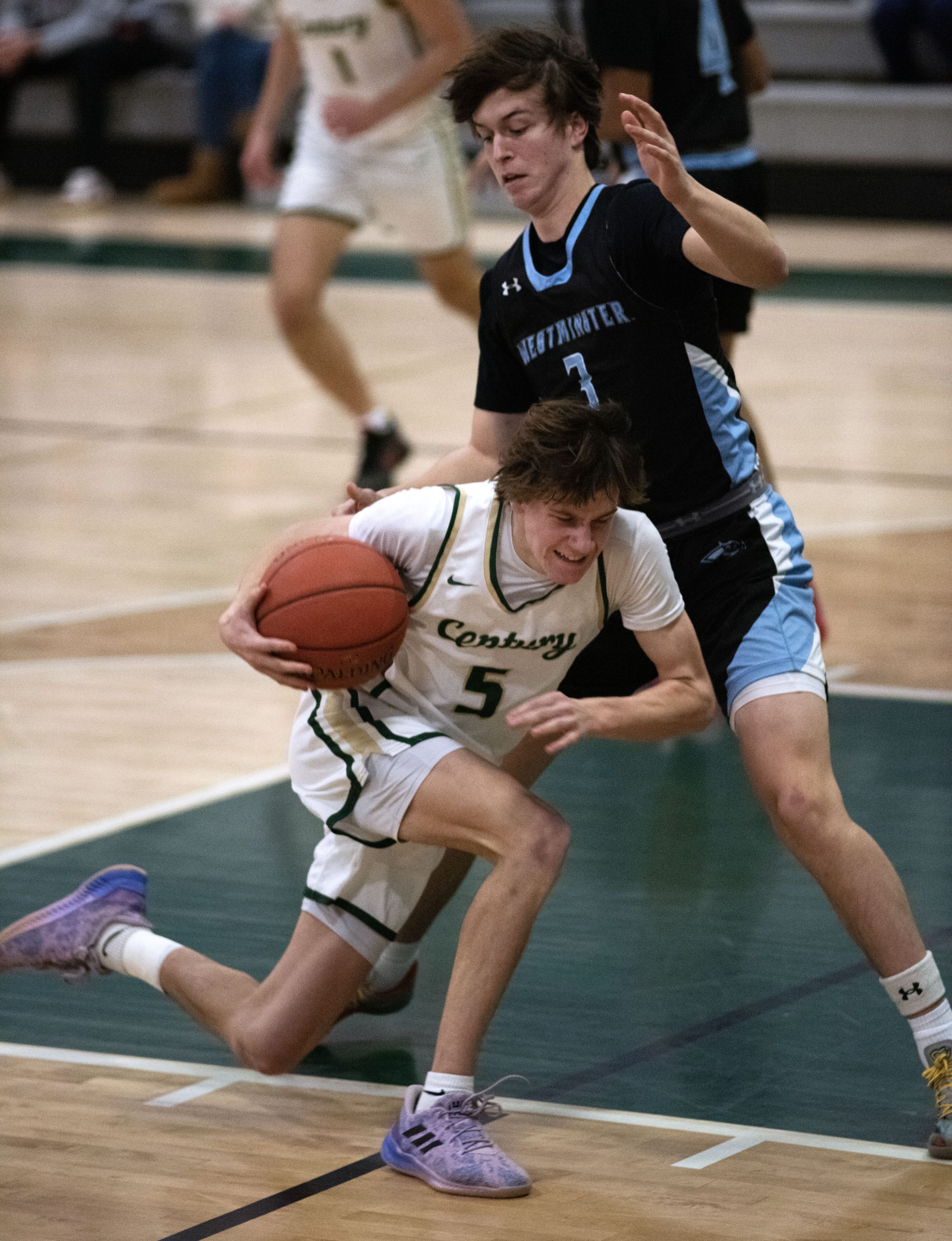 Jan. 14, 2025- Century's Nathan McLaughlin drives to the net...